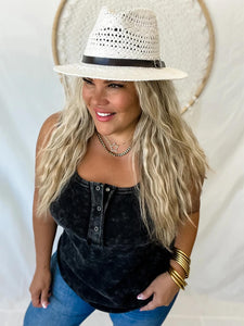 MALIBU ACID WASH TANK TOP IN BLACK Designer Blakeley