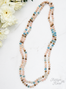 The Essential 60" Double Wrap Beaded Necklace, Rose Mix