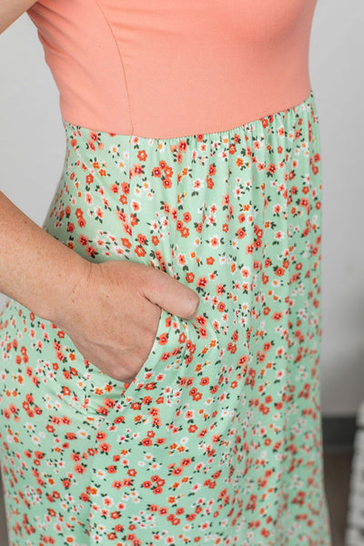 MINT DITSY MAXI TANK DRESS
