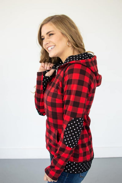 Buffalo plaid and polka dot Hoodie (Rogue)