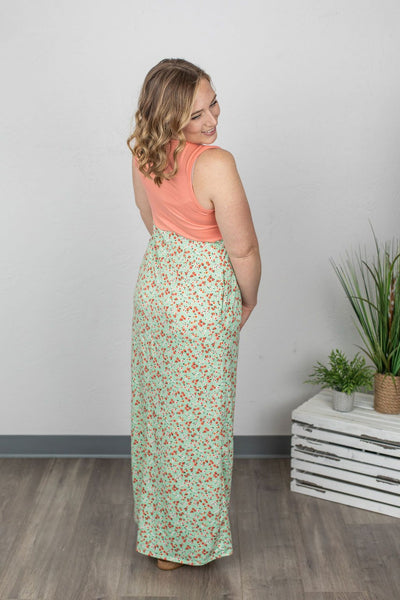 MINT DITSY MAXI TANK DRESS
