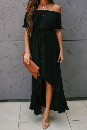 High Low Off Shoulder Maxi Dress
