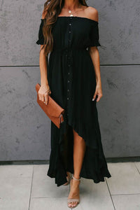 High Low Off Shoulder Maxi Dress