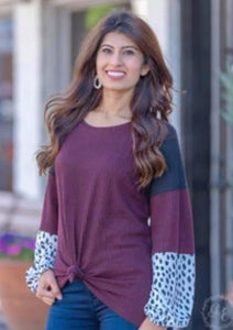 Catalina Mix Waffle Top w/ Dalmatian accent G & E