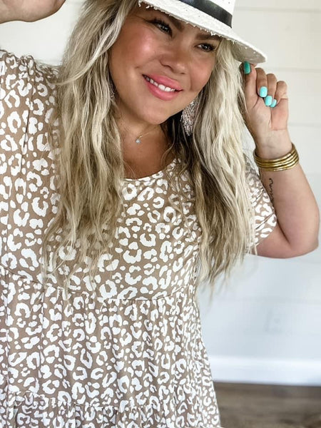 MISHA CHEETAH TOP IN MOCHA