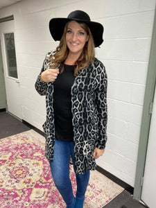 GREY LEOPARD FAVORITE CARDIGAN