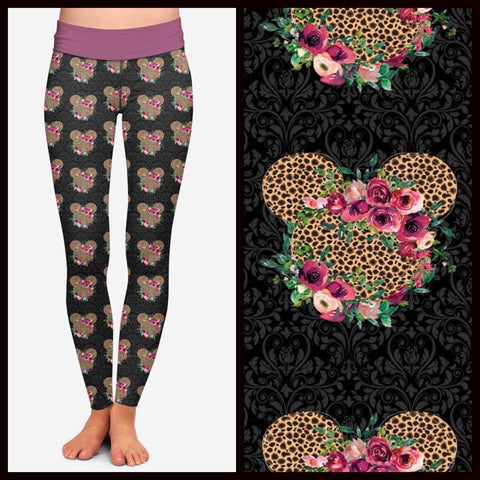 LEOPARD/ FLORAL MOUSE EARS CUSTOM LEGGINGS