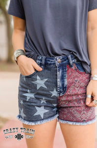 STAR STRUCK DENIM CRAZY TRAIN DENIM SHORTS