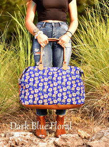 Dark Blue Floral Weekender