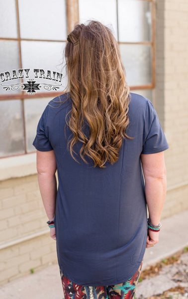 JUST PEACHY CRAZY TRAIN BASIC TEE IN NAVY