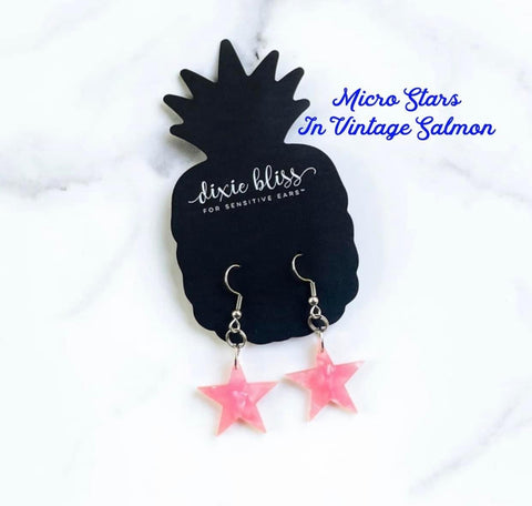 MICRO STARS IN VINTAGE SALMON DIXIE BLISS EARRINGS