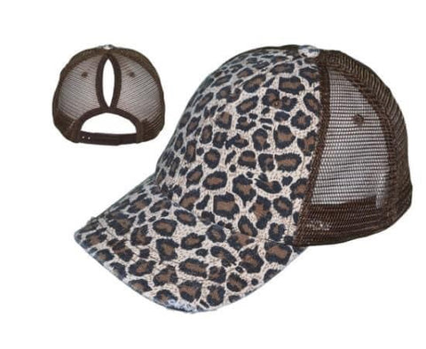 Leopard High Ponytail Ball Cap