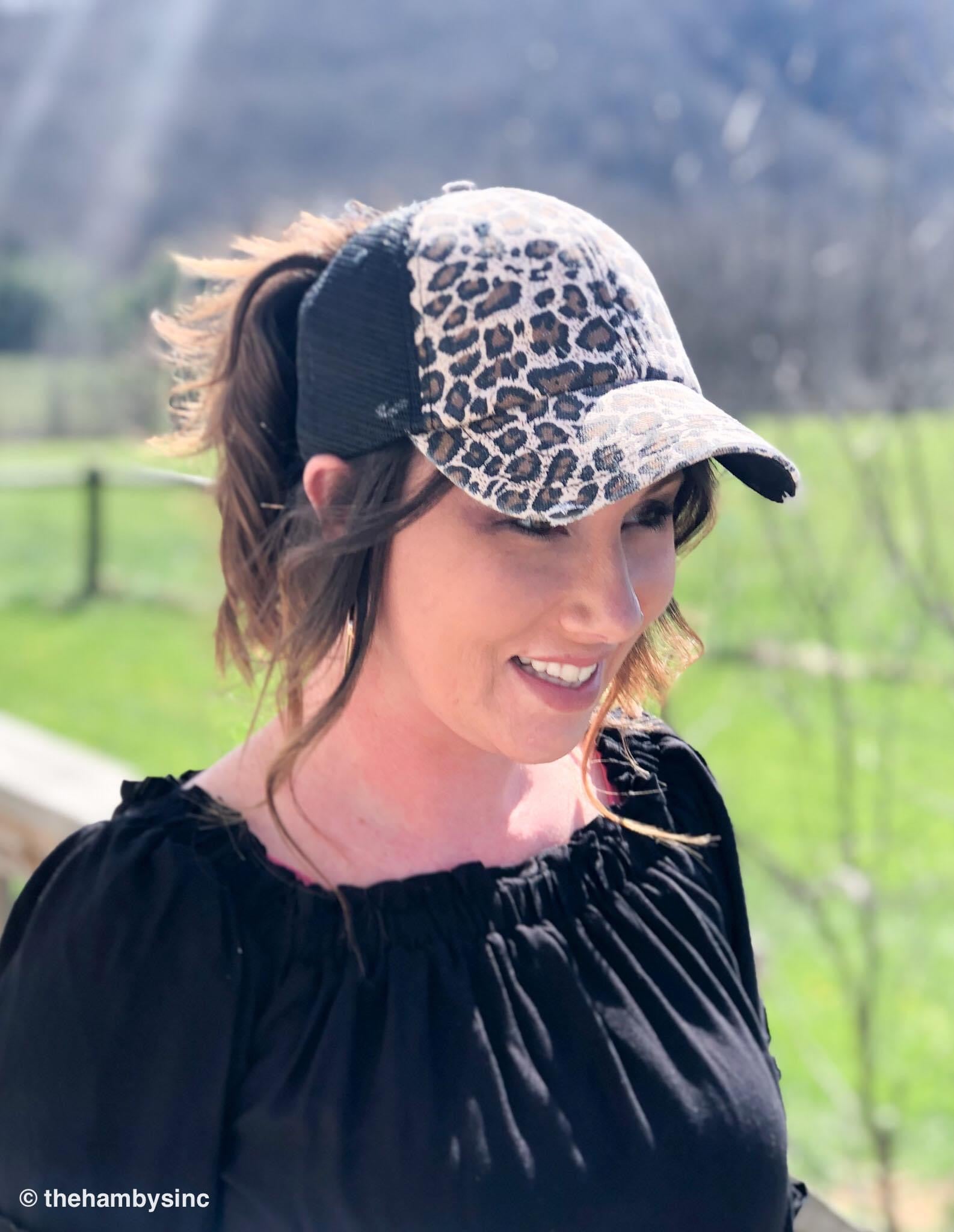 Leopard High Ponytail Ball Cap