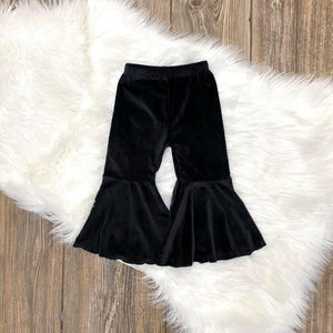 Kids Velvet Black Bell Pants