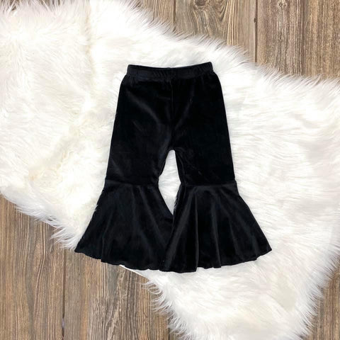 Kids Velvet Black Bell Pants