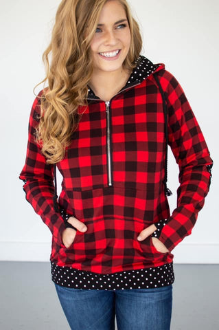 Buffalo plaid and polka dot Hoodie (Rogue)