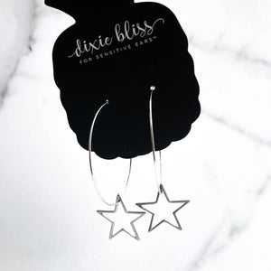 FANCIFUL HOOPS W/ STAR CHARM DIXIE BLISS EARRINGS