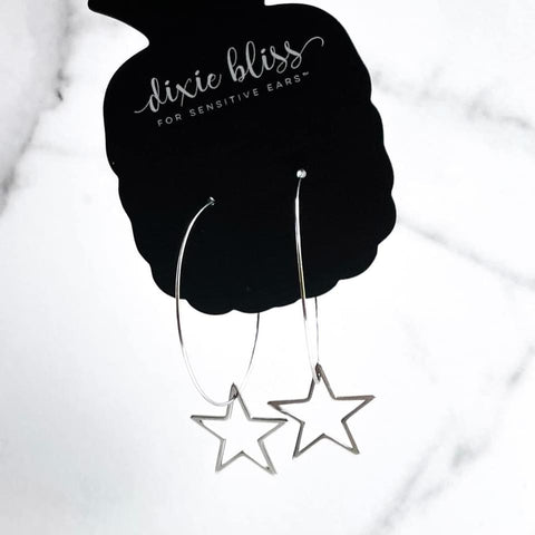 FANCIFUL HOOPS W/ STAR CHARM DIXIE BLISS EARRINGS