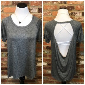 Open Back Black Chambray Top