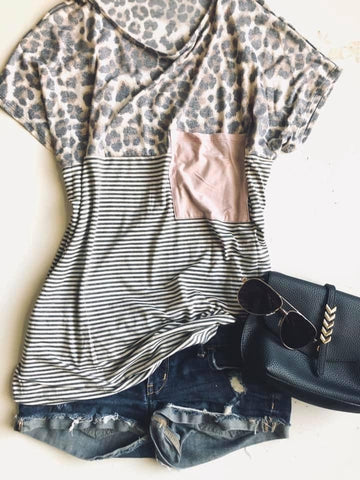 Animal print with Micro stripe top