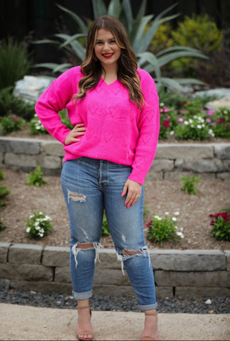 BE MINE CUT OUT HEART SWEATER