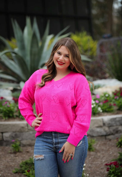 BE MINE CUT OUT HEART SWEATER