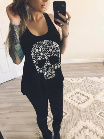 Skull Flowy Tank *Black