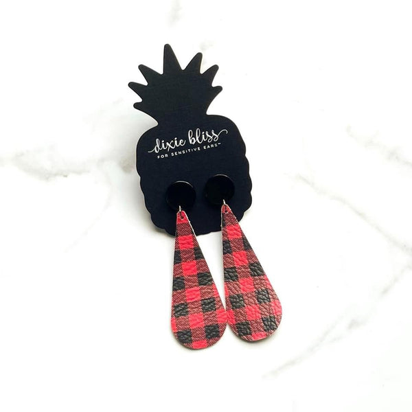RHODES IN RED BUFFALO PLAID DIXIE BLISS EARRINGS