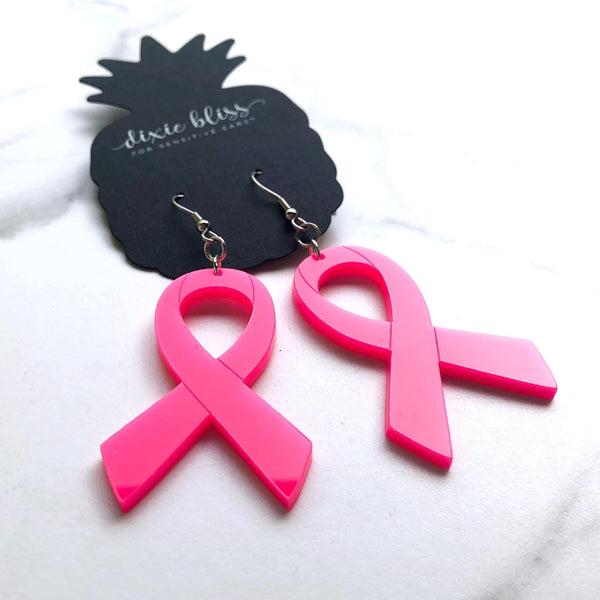 PINK RIBBON FOR BREAST CANCER AWARENESS DIXIE BLISS EARRINGS