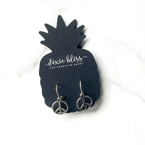 PEACE SIGN HUGGIE HOOP DIXIE BLISS EARRINGS