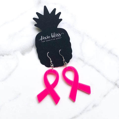 PINK RIBBON FOR BREAST CANCER AWARENESS DIXIE BLISS EARRINGS